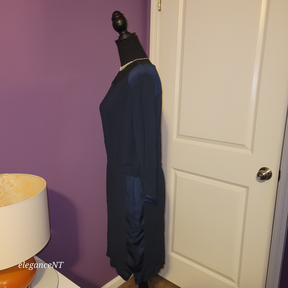 H&M Dark Blue Long Sleeve Dress Sz: 12 - Picture 8 of 10